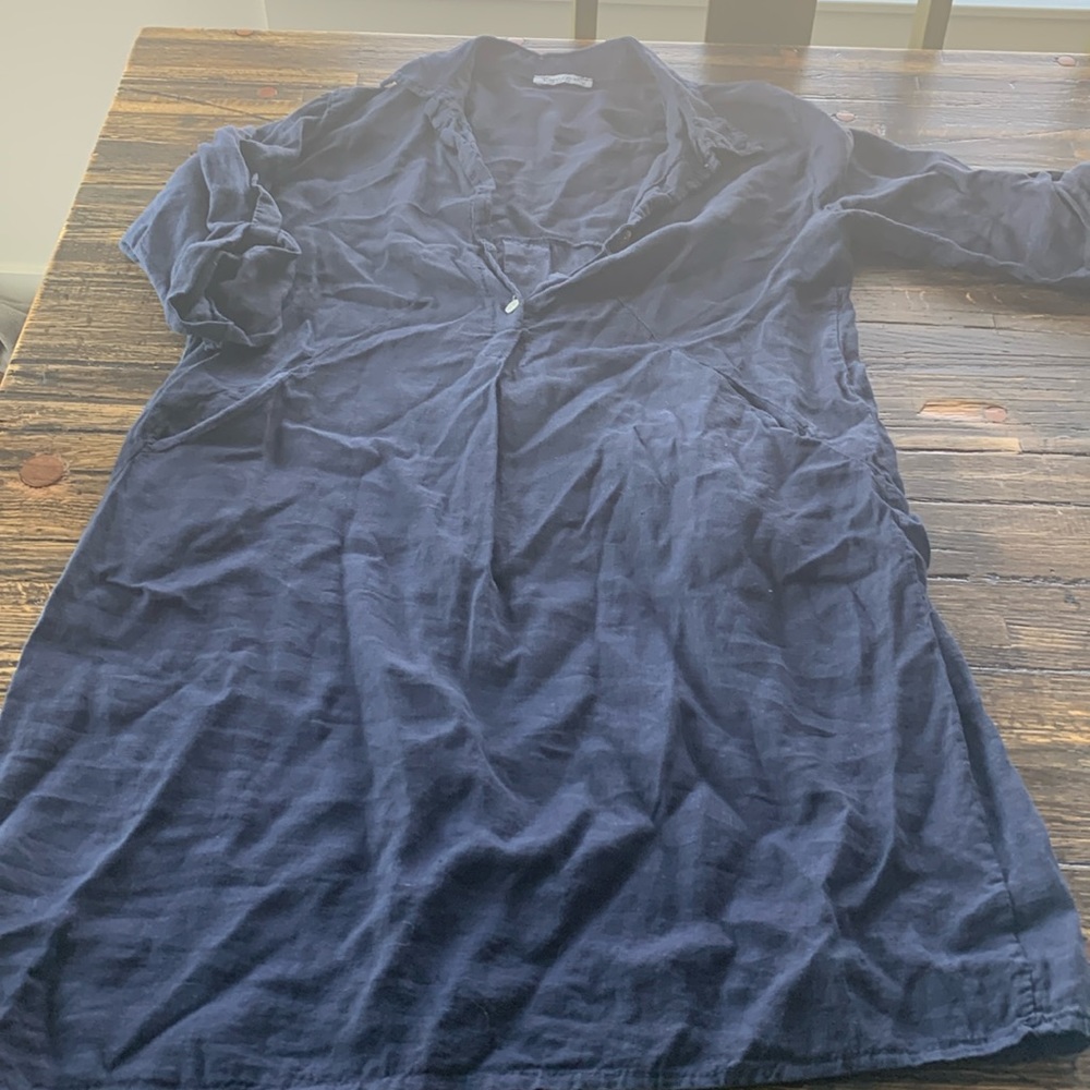 COPY - Linen medium navy dress. Made in Italy